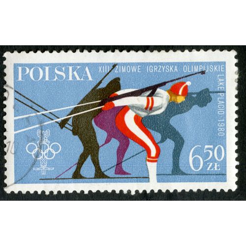 Timbre Oblitéré Polska, Xiii Zimowe Igrzyska Olimpijskie Lake Placid 1980, 6.50 Zl