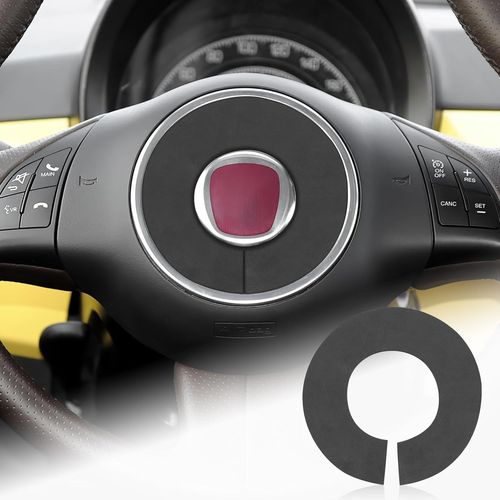 Kal-Pour Fiat 500 2008-2015 Abarth 595 2012-2015 Alcantarn Voiture Volant Couverture Autocollant Décoration Accessoires Intérieurs (Noir)