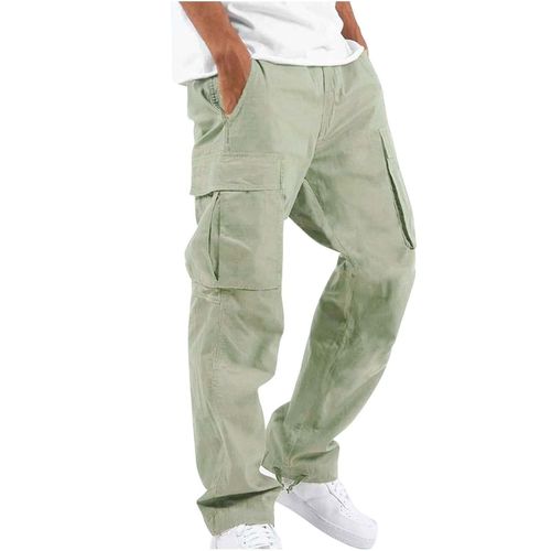 Pantalon Cargo En Polyester Multi-Poches Avec Cordon De Serrage Pour Hommes Vert Clair Xxxxl