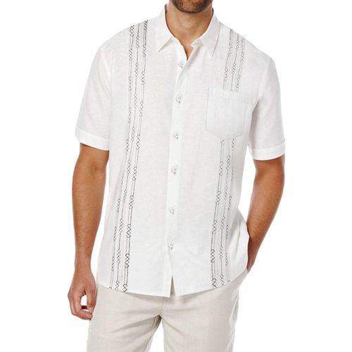 Chemise En Lin À Manches Courtes Pour Hommes Blanc Xxl