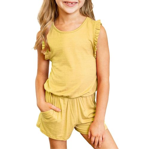 Combinaison Fille Col Rond Jaune Xxl