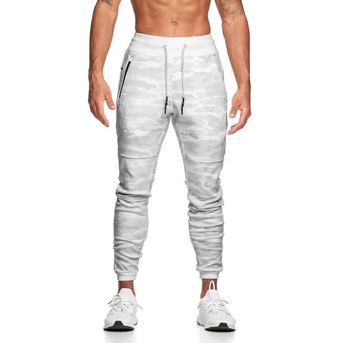 Pantalon Fitness Coton Homme Blanc L