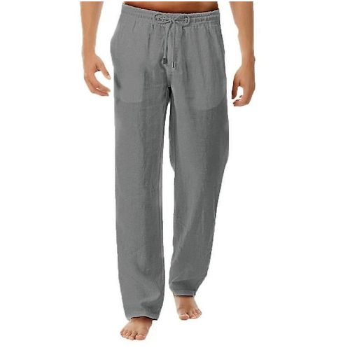 Pantalon Homme En Coton Et Lin Gris Foncé Xxxxl