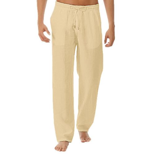 Pantalon Homme En Coton Et Lin Kaki S