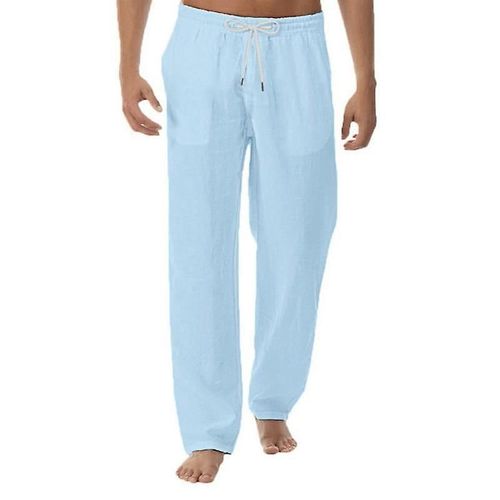 Pantalon Homme En Coton Et Lin Bleu Ciel S