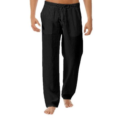 Pantalon Homme En Coton Et Lin Noir Xxl