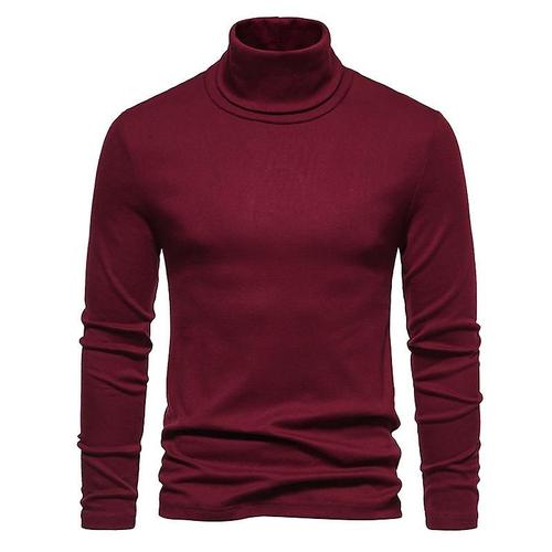 Chemise À Bascule En Laine Polaire À Col Roulé De Couleur Unie Pour Hommes Claret S