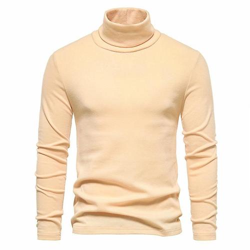 Chemise À Col Roulé En Laine Polaire Pour Homme De Couleur Unie Beige L