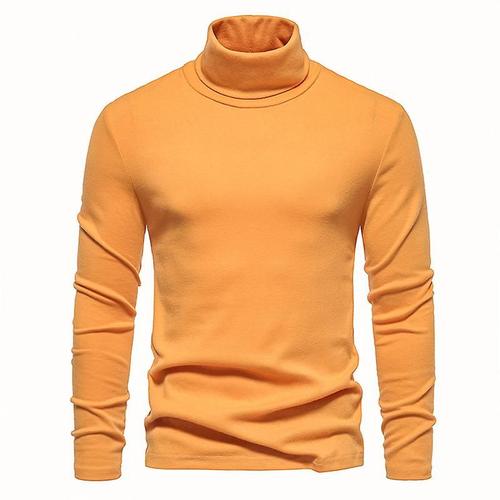 Chemise À Bascule En Laine Polaire À Col Roulé De Couleur Unie Pour Hommes, Jaune M