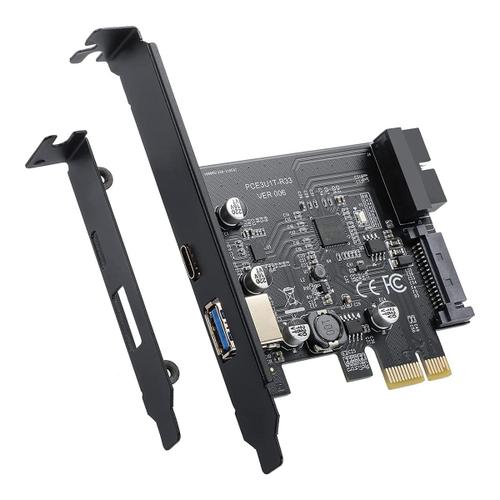 Carte Adaptateur PCI-E 1X Vers USB 3.2 Gen1 USB3.2 Type-C 2 Ports (Type C+ Type A) Carte D'Extension