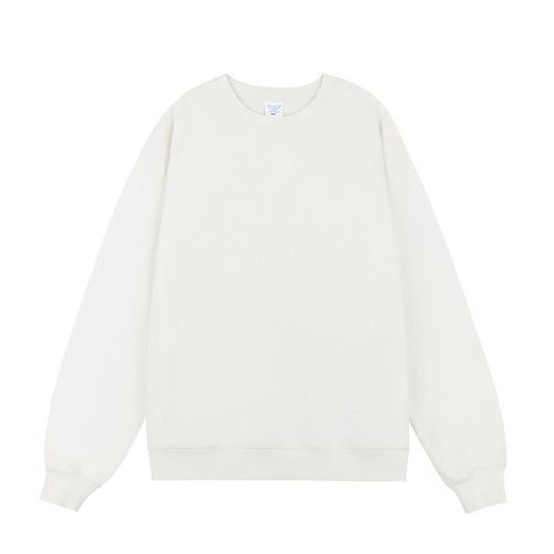 Pull Ample En Coton Pour Hommes De Couleur Unie À Col Rond Blanc S