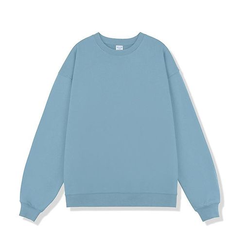 Pull Ample En Coton Pour Hommes De Couleur Unie À Col Rond Bleu Clair S