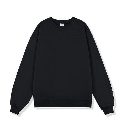 Pull Ample En Coton Pour Hommes, Couleur Unie, Col Rond, Noir Xl
