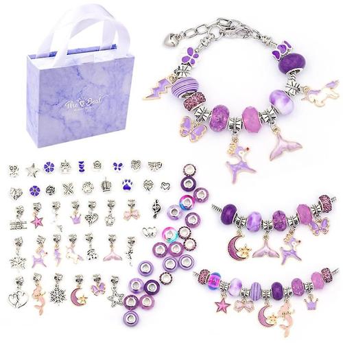 Kit De Fabrication De Bracelets À Breloques, Bijoux Artisanaux, Coffret Cadeau Pour Enfants, Filles Et Adolescents, Violet