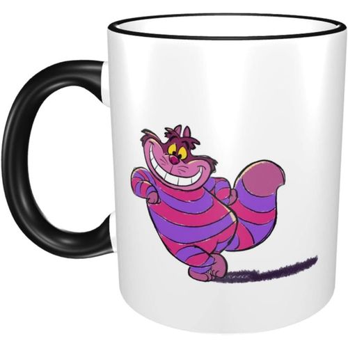 Alice Au Pays Des Merveilles Cheshire Cat Mug Résistant À La Chaleur/Au Froid Tasse À Café De Grande Capacité Tasse En Poterie Cadeau D'anniversaire Unique 330 Ml Noir