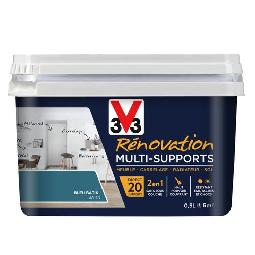 Peinture Rénov multi-supports Satin Bleu batik Pot 0.5l