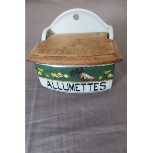 Ancienne + Boite D'allumettes Mural Faïence