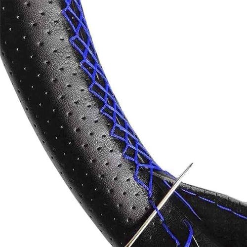 Kal-Housse Pour Volant Avec Aiguilles Et Fil - Housse De Volant À Coudre Pour Diamètre 37/38 Cm - Housse Anneau - Anti-Glissement - Résistante - Housse Noire Avec Fil Bleu