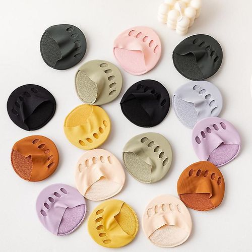 5 Paires De Chaussettes À Doublure D'orteil, Coussin En Éponge, Demi-Chaussettes Sans Orteils Pour Femmes, Sandales À Talons Hauts, Fronde Arrière