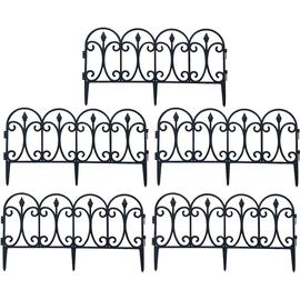 Lot de 3 clôtures décoratives de jardin en fil de fer forgé noir - 71 cm