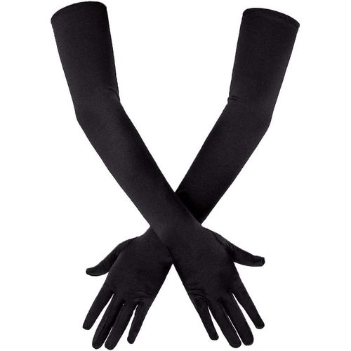 Gants Longs En Satin Noir, Gants De Soirée, Gants D'opéra Noirs, Gants De Coude De 21 Pouces Pour Filles Et Femmes