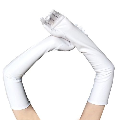 Gants En Cuir Verni Longs Et Serrés Pour Femmes, À La Mode, Pour Femmes, Sexy, Élégants, Rétro, Gants De Soirée, De Bal, Costumes Blancs