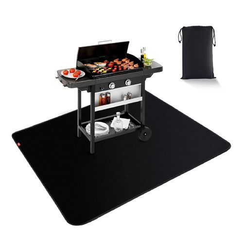Tapis Résistant Au Feu Pour Cheminée, Tapis De Protection De Sol Noir Pour Barbecue Extérieur, Fumeur