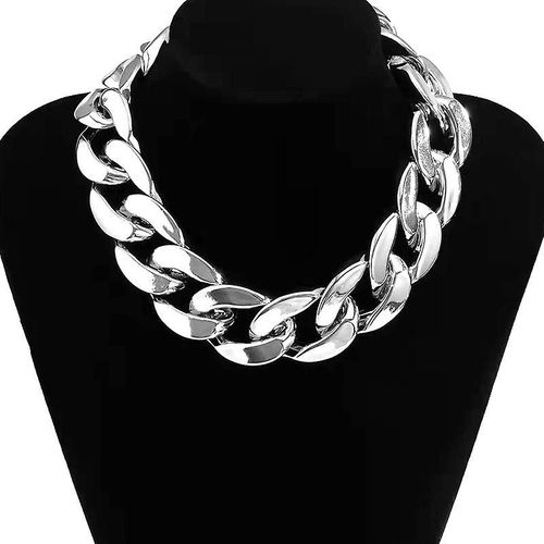 1pc Chaîne Collier Fer Longue Clavicule Chaîne Géométrique Punk Plaqué Or Unisexe Bijoux Décoration Argent