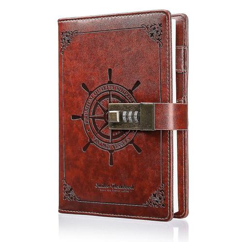 Journal Avec Serrure En Cuir Journal Mot De Passe Serrure ¿¿ Combinaison Cahier Journal Secret ¿¿Criture Cahier Pu Style Marron