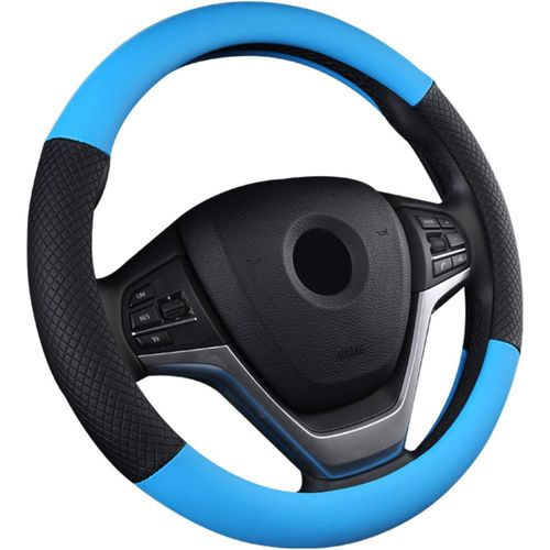 Kal-Couvre Volant Voiture Caches De Volant En Cuir Artificiel Universel 37-38cm / 15" Antidérapant Respirant Durable (Bleu)