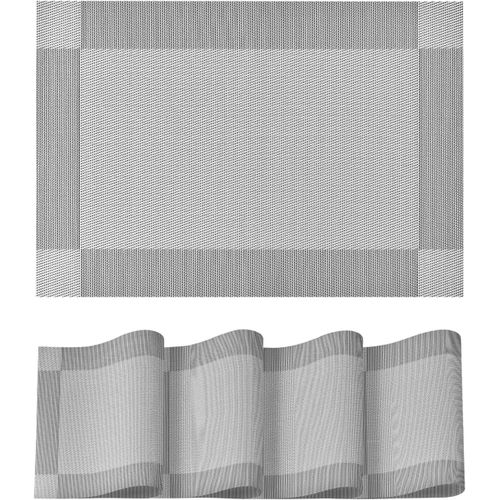 ERYI-Lot De 4 Sets De Table En Pvc Gris Argenté 30 X 45 Cm, Lavables, Résistants Aux Taches Et À La Chaleur, Décoration De La Maison, De La Cuisine