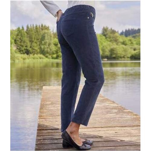 Pantalon Tregging En Velours Stretch Confort 52 - Bleu