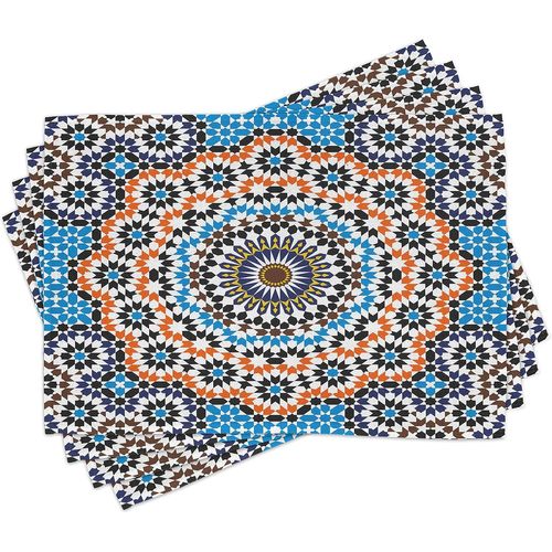 Eryi-Ancien Lot De Sets De Table En 4 Pièces, Carreaux De Céramique Marocaine, Tissu Lavable Pour Salle À Manger Et Cuisine, 30 Cm X 45 Cm, Lilas Pâle