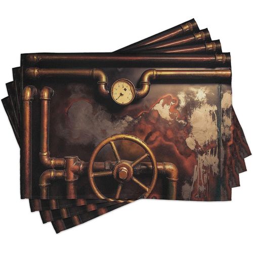Eryi-Industriel Lot De Sets De Table En 4 Pièces, Canalisations De Vapeur, Tissu Lavable Pour Salle À Manger Et Cuisine, 30 Cm X 45 Cm, Caramel Noir