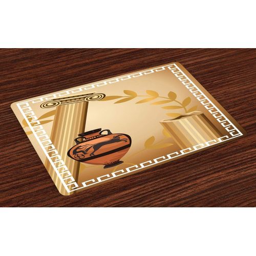 Eryi-Rétro Lot De Sets De Table En 4 Pièces, Patrimoine Hellénique, Tissu Lavable Pour Salle À Manger Et Cuisine, 30 Cm X 45 Cm, Noir Gris