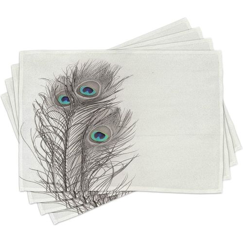 Eryi-Paon Lot De Sets De Table En 4 Pièces, Plumes D'oiseaux Exotiques, Tissu Lavable Pour Salle À Manger Et Cuisine, 30 Cm X 45 Cm, Indigo Foncé