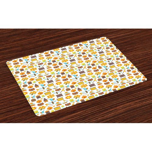 Eryi-Abeille Lot De Sets De Table En 4 Pièces, Cartoon Rucher Éléments, Tissu Lavable Pour Salle À Manger Et Cuisine, 30 Cm X 45 Cm, Multicolore