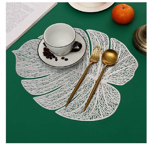 ERYI-Lot De 6 Sets De Table - Feuilles Creuses - Lavables - En Plastique Antidérapant - Pour La Cuisine - Argenté B