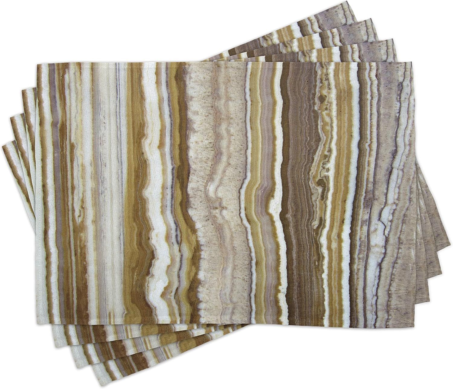 Eryi-Marbre Lot De Sets De Table En 4 Pièces, Modèles Rock De Marbre, Tissu Lavable Pour Salle À Manger Et Cuisine, 30 Cm X 45 Cm, Brun Clair