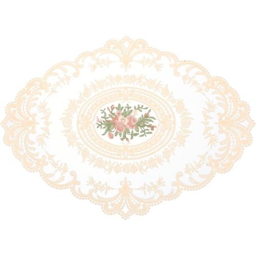 ERYI-Set De Table Ovale Brodé Rétro En Dentelle - 30,5 X 40,6 Cm - Beige