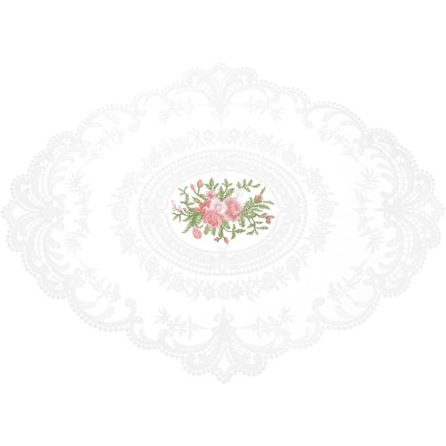 ERYI-Set De Table Ovale Brodé Rétro En Dentelle - 30,5 X 40,6 Cm - Blanc