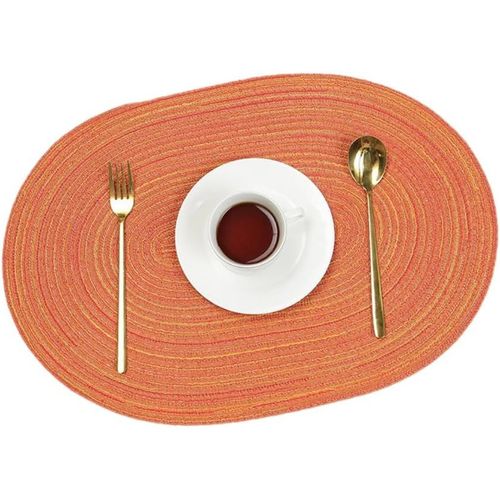 Eryi-Lot De 4 Sets De Table Ovales Tissés - Lavables Et Antidérapants - 50 X 35 Cm - Résistants À La Chaleur - Décoration Pour Table À Manger, Cuisine, Restaurant - Orange
