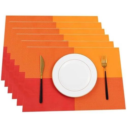 Eryi-Set De Table Lavable Tissu Lot De 6 Orange Rouge Pour Salle À Manger, Cuisine, Fête, Décoration, Antidérapant, Lavable Et Résistant À La Chaleur 45 X 30 Cm (Noël Polyester Imperméable)
