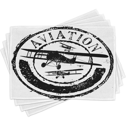 Eryi-Vintage Avion Lot De Sets De Table En 4 Pièces, Aviation Retro, Tissu Lavable Pour Salle À Manger Et Cuisine, 30 Cm X 45 Cm, Bleu Marine