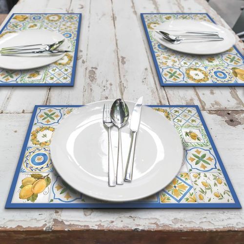 Eryi-Lot De 4 Sets De Table En Pvc, 48 X 33 Cm, Antidérapants, Lavables, Résistants À La Saleté, Résistants À La Chaleur, Fabriqués En Italie
