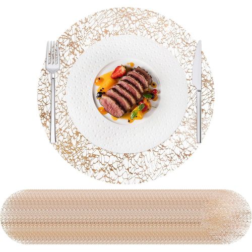 Eryi-Lot De 50 Sets De Table Jetables En Forme De Champagne, 33 Cm, Napperons De Table Ronds Ultra Fins Et Jetables Pour Décoration De Maison, Table À Manger, Mariage, Fête D'anniversaire