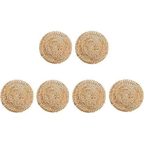 Eryi-Sets De Table Ronds En Rotin Tissé, Tapis En Osier Naturel, Sets De Table Tressés En Paille De Jacinthe D', Ensemble De 6