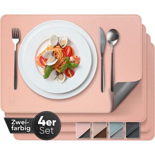 Eryi-Sets De Table Loco Bird Precious En Cuir Pu - Lot De 4 Bicolores Rose/Anthracite - Sets De Table Essuyables 43x30cm Aspect Cuir - Sets De Table Lavables Imitation Cuir - Sets De Table