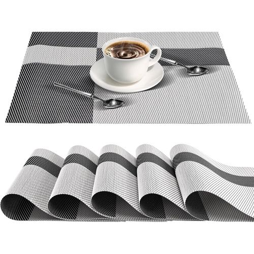 ERYI-Lot De 6 Sets De Table Lavables Double Face En Pvc Imperméables, Antidérapants Et Résistants À La Chaleur, 45 X 35 Cm, Adaptés Pour La Cuisine, La Maison, La Salle À Manger, La Table À Manger