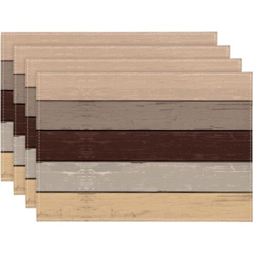 ERYI-Lot De 4 Sets De Table, Lavables, En Bois Vieilli Et Rustique, 30 X 45 Cm, Pour Les Vacances, La Cuisine, La Décoration De Fête